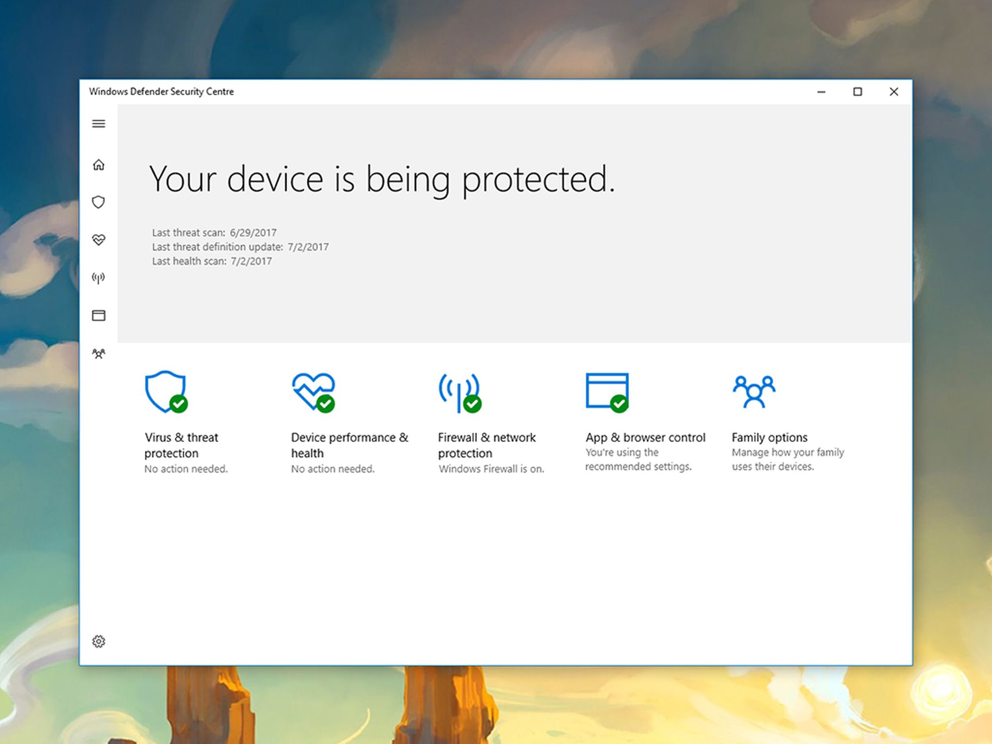 windows defender on win10