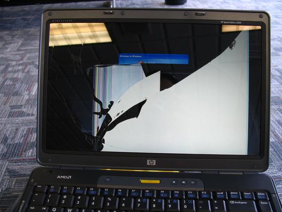 broken cracked laptop screen